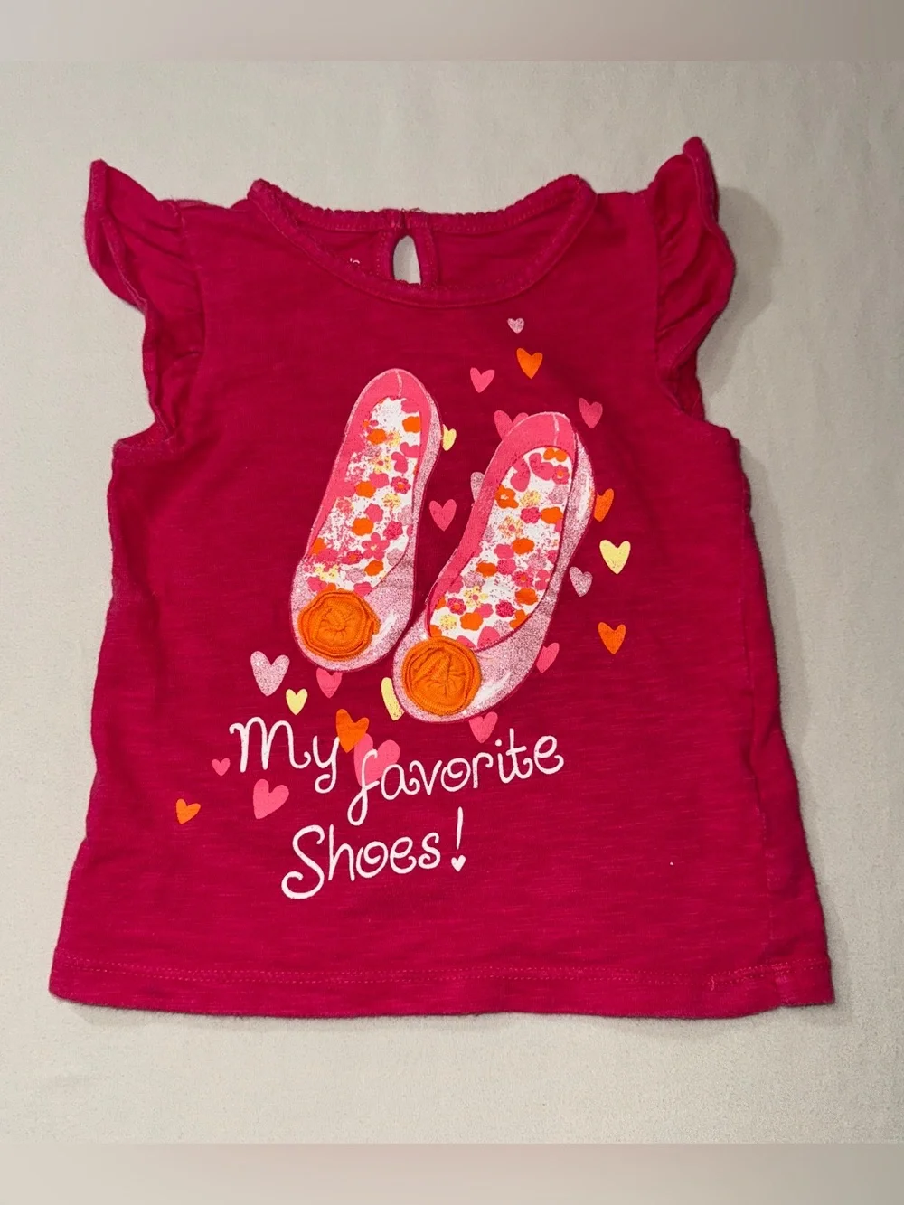 Pink Tank Top Girls 2T Ballet Flat Shoes Rosette Glitter Summer Play Camp Beach
